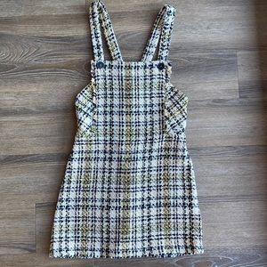 Zara Textured Plaid Pinafore Dress Size Medium